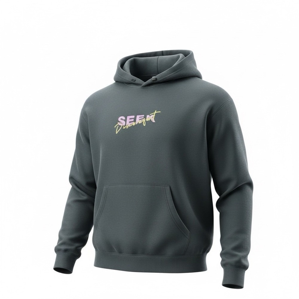 Seek Discomfort Hoodie Mens Medium Grey Organic Cotton Graphic Yes Theory Skater